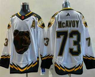 Mens Boston Bruins #73 Charlie McAvoy White 2022 Reverse Retro Stitched Jersey->boston bruins->NHL Jersey